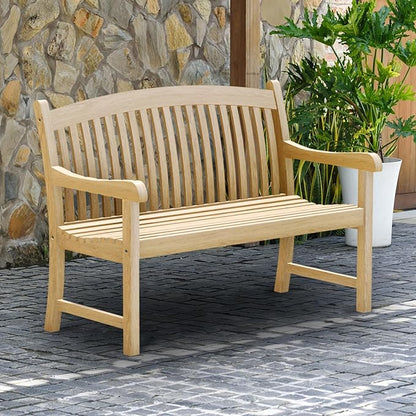 Amazonia Newcastle Patio Bench | Made of Real Teak | Ideal for Outdoors and Indoors, 48Lx26Wx35H, Light Brown