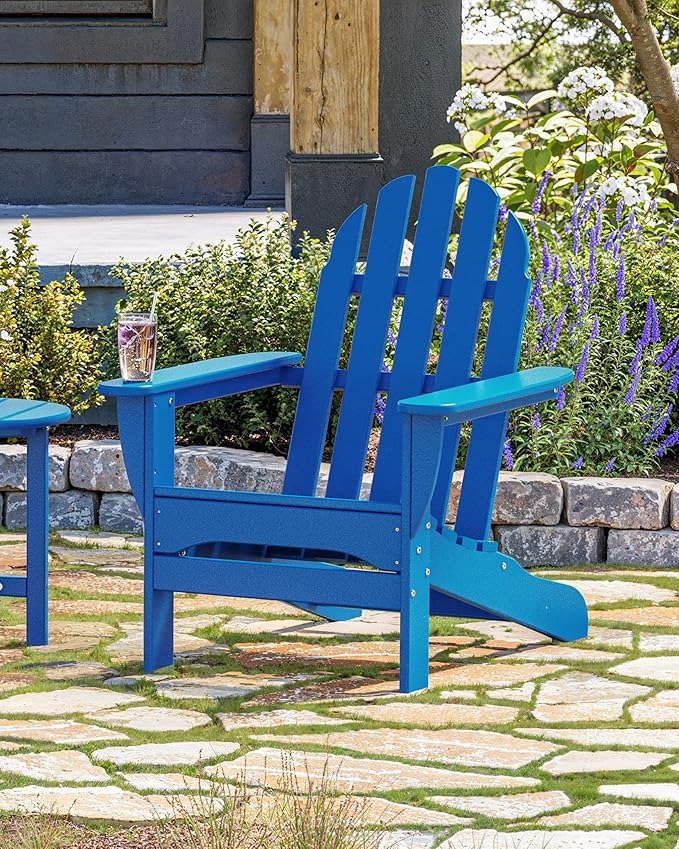 POLYWOOD AD4030PB Classic Outdoor Adirondack Chair, Pacific Blue - Photo 6