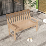 RELAX4LIFE 2-Person Patio Outdoor Bench - 52’’ All-Weather HDPE Garden Bench with Armrests & Slatted Backrest - Photo 3