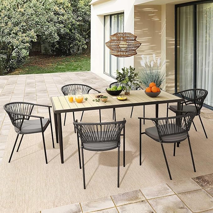 YITAHOME Outdoor Dining Chair Set of 6, Rope Woven Design Stackable Chairs, Indoor-Outdoor Armchair Seating for Patio - Photo 2