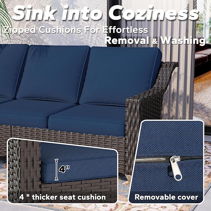 8 Pieces Patio Conversation Furniture Set - 2 Sofas, 4 Ottomans, 2 Swivel Chairs, 1 Side Table - Photo 5