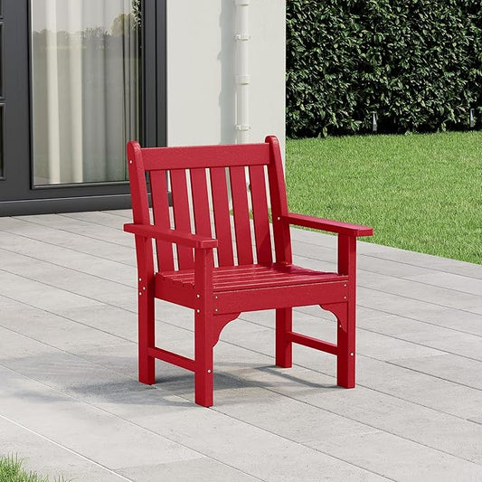WestinTrends Malibu Outdoor Patio HDPE Adirondack Dining Arm Chair, Red