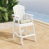 Sundale Outdoor Adirondack Bar Stool, Patio HDPE Bar Chair with Backrest - Photo 2