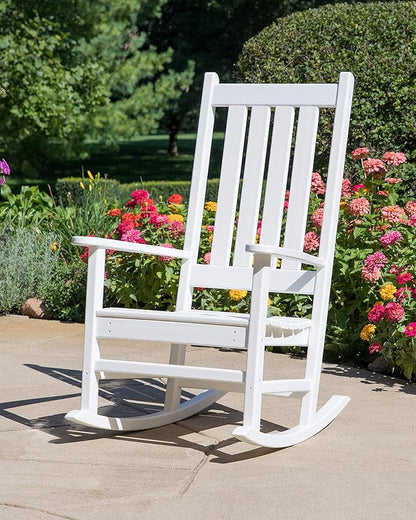 POLYWOOD® Vineyard Composite Rocking Chair Outdoor, Weather Resistant Patio Furniture, All Weather Rocking Chairs for Outside, Front Porch Rocking Chair, Sand