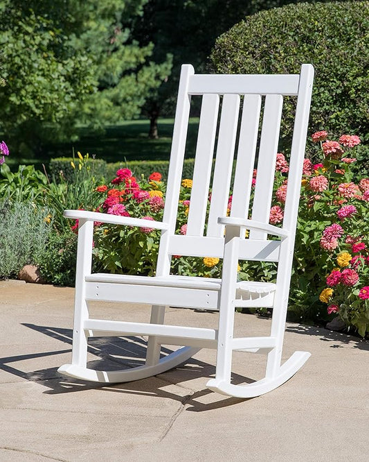 POLYWOOD® Vineyard Composite Rocking Chair Outdoor, Weather Resistant Patio Furniture, All Weather Rocking Chairs for Outside, Front Porch Rocking Chair, Sand