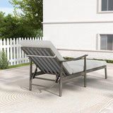 HAPPATIO Outdoor Chaise Lounge Set of 3, Aluminum Pool Chair with Adjustable Backrest and Cushion, Curved Armrest - Photo 5