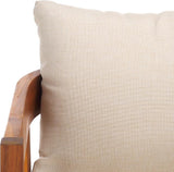 SAFAVIEH Outdoor Collection Owen Natural Brown/Taupe Cushion Solid Wood Chair Set of 2 - Photo 10