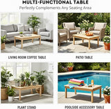 44 Inch Outdoor Cedar Coffee Table, Solid Cedar Wood Farmhouse Side Table with Slatted Top, Patio, Garden, Deck - Photo 4