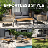 Idzo Oscar Wicker Metal Loveseat with Coffee Table – Black, 2-Seater Outdoor Sofa Set for Small Patios - Photo 9