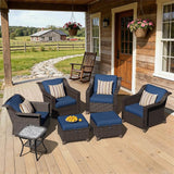 7 Pieces Patio Conversation Furniture Set - 2 Armchairs, 2 Ottomans, 2 Swivel Chairs, 1 Side Table - Photo 6