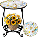 Outdoor Patio Side Table - 14" Metal Small Round Coffee Tables - Photo 1