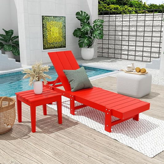 Costaelm Small Outdoor Side Table, Patio End Table Weather Resistant Outdoor Coffee Table, Square Conversation Table for Indoor, Porch, Balcony, Garden, Poolside, Deck, Red