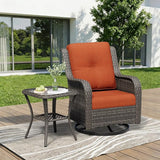 2 Pieces Outdoor Swivel Rocker Patio Chairs Set - Outdoor Wicker Patio Furniture Sets with 1 Side Table - Photo 1