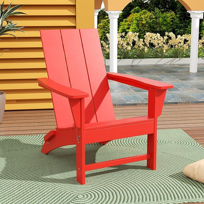 WestinTrends Ashore Modern Outdoor Folding Adirondack Chair, Red