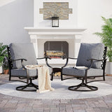 Metal Outdoor Swivel Patio Chairs Set of 2 with 5.75" Extra Thick Cushion - Photo 1