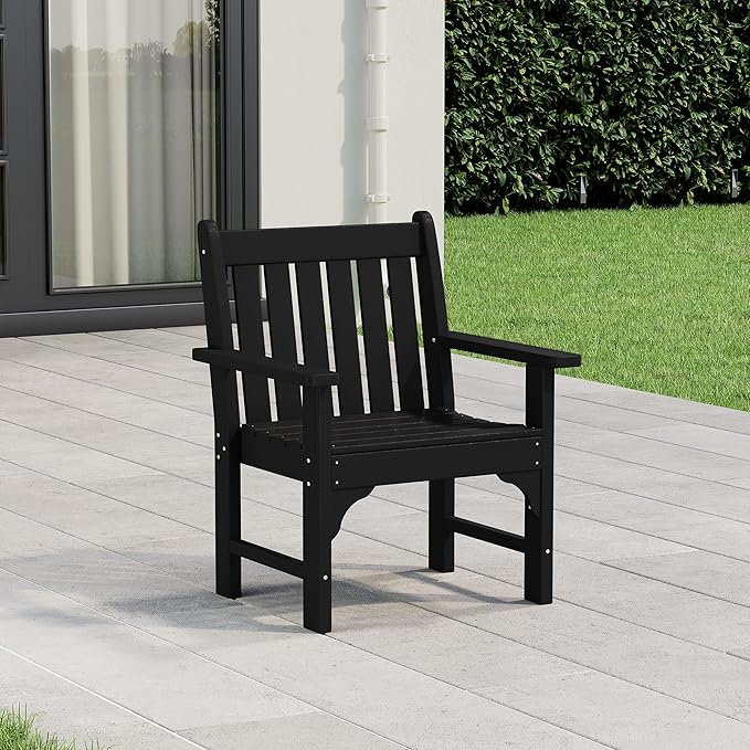 WestinTrends Malibu Outdoor Patio HDPE Adirondack Dining Arm Chair, Black