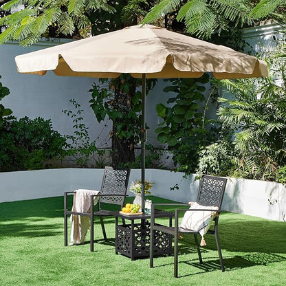 Yaheetech Outdoor Side Table with Umbrella Hole, Outdoor Table Base Metal Patio Side Table Coffee Table End Table for Garden, Pool, Deck