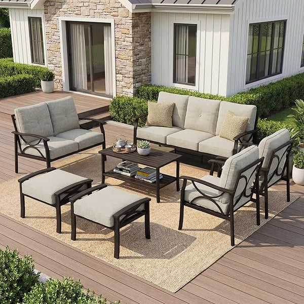 RoyalCraft Outdoor Patio Furniture Set, 9 Seats Outdoor Patio Set with 4" Thick Cushion - Photo 1