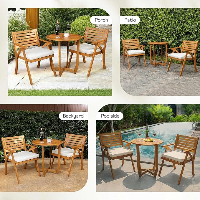 Sauvage Bistro Armchairs with Table - Set of 3 - Photo 5