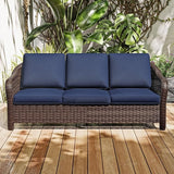 78" Wicker 3-seat Sofa, Outdoor Conversation Furniture, All-Weather Rattan Couch - Photo 6