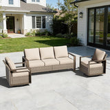 Wicker Patio 75" Sofa Set with 2 Swivel Chairs - Photo 2