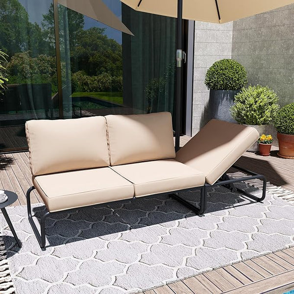 3PCS Aluminum Outdoor Furniture Sets with Cushion Patio Sectional Sofas with Adjustable Backsest - Photo 1