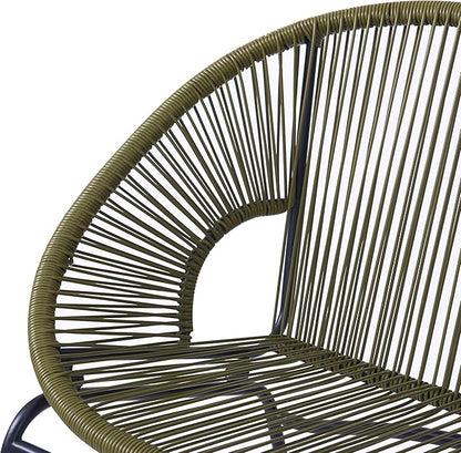 GDFStudio Patio Loveseat All-Weather Rattan 2 Seater Sofa Outdoor Patio Furniture Set for Balcony Poolside Backyard, Green
