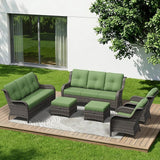 6 Piece Outdoor Wicker Patio Furniture Set, Patio Chairs Set with Thickened Olefin Cushions, High Back and Deep Seating - Photo 1