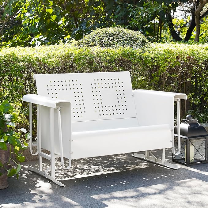 Crosley Furniture Bates Loveseat Glider - White