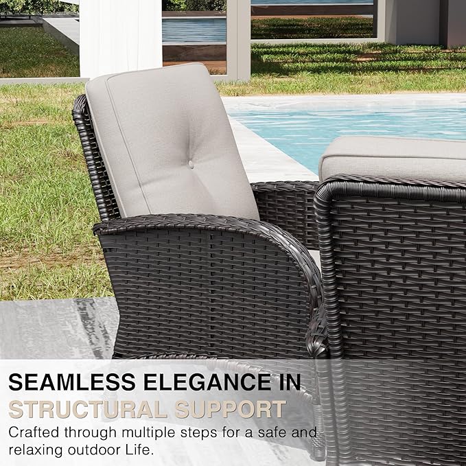 Joyside Wicker Patio Chairs, 3 Piece Rattan Outdoor Furniture with Thickened Cushions, High Back, Deep Seating - Photo 7