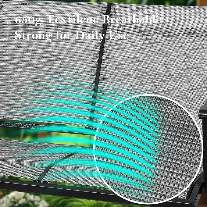 Textilene 3 Seat Hanging Swing, 5.2FT Patio Bench Swing - Photo 4