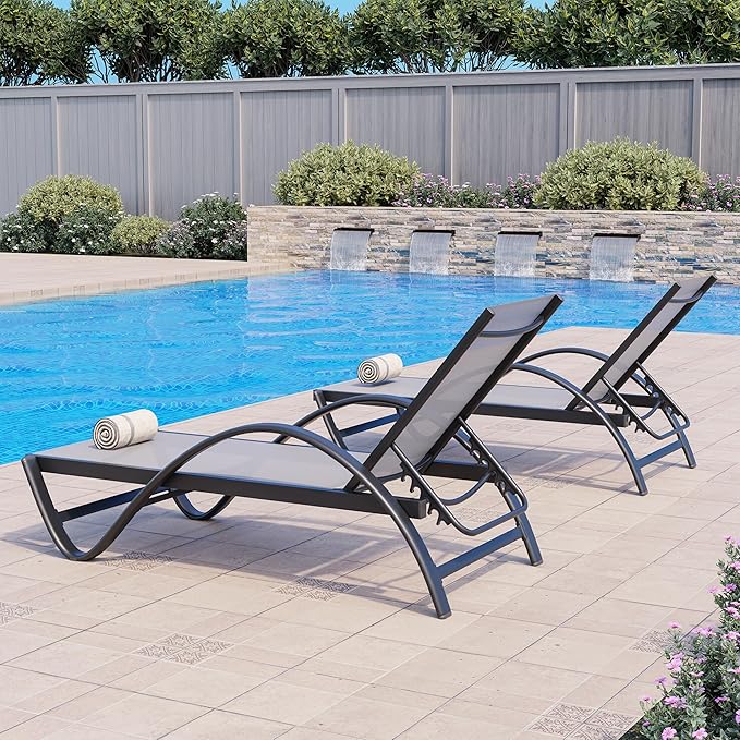 JY QAQA 2PCS Patio Outdoor Lounge Chaise with Wheels - Photo 7