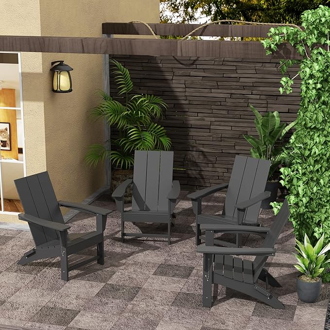 WestinTrends Ashore Modern Outdoor Folding Adirondack Chair (Set of 4), Gray
