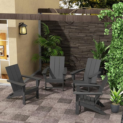 WestinTrends Ashore Modern Outdoor Folding Adirondack Chair (Set of 4), Gray