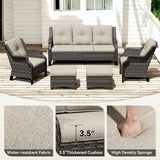Patio Furniture Set 5 Pieces, Outdoor Wicker Furniture with Coffee Table and Side Table - Photo 4