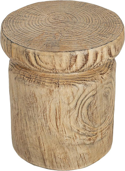 Christopher Knight Home Pawn 17" H MGO Outdoor Side Table with Tree-Stump Design, Patio Decorative Wood-Like Texture End Table, Round Top Lightweight Concrete Garden Stool, No Assembly, Natural