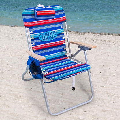 Tommy Bahama Hi-Boy 17" Seat Height 4-Position Lace-Up Suspension Folding Beach Backpack Chair