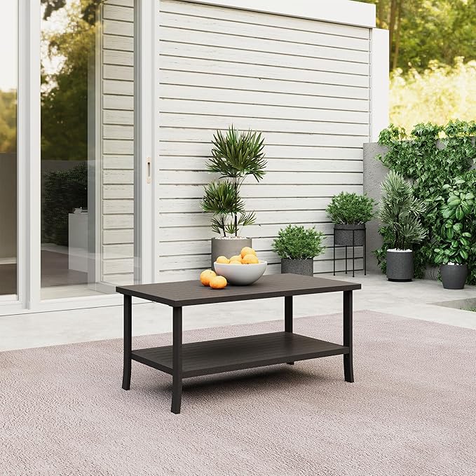 RoyalCraft Outdoor Coffee Table, Water-Resistant Metal Patio Coffee Table - Photo 1