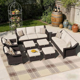 8 Pieces Patio Conversation Furniture Set - 2 Sofas, 4 Ottomans, 2 Swivel Chairs, 1 Side Table - Photo 1
