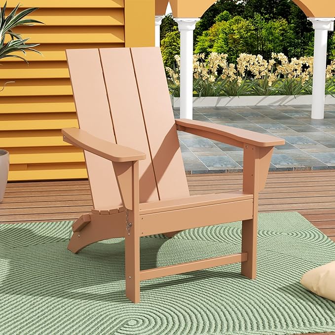 WestinTrends Ashore Modern Outdoor Folding Adirondack Chair, Teak