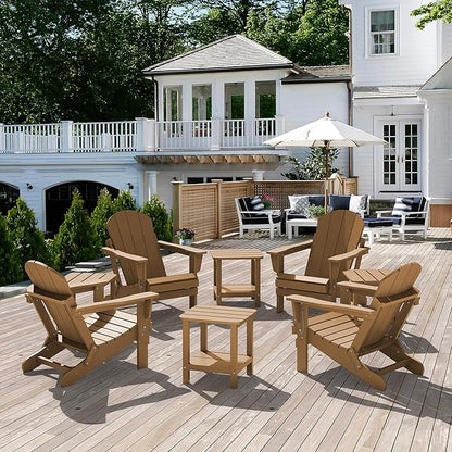 SERWALL Double Adirondack Side Table Rectangular End Table Set of 6, Brown