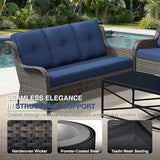 Joyside Outdoor Patio Couch, 3 Seater Outdoor Wicker Sofa with High Back, Deep Seating, Wide Armrest, Thickened Cushions - Photo 3