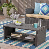 Christopher Knight Home Justin Outdoor Wicker Coffee Table, Brown, Black - Photo 2