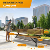 Heavy-Duty Outdoor Metal Bench, Thermoplastic-Coated, Surface, Weatherproof, Commercial-Grade for Parks, Gardens, Patios - Photo 2
