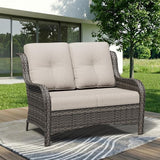 Wicker Patio Loveseat, 2 Seat Outdoor Couch with Thickened Olefin Cushions, High Back and Deep Seating - Photo 8
