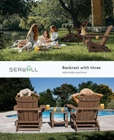 SERWALL 5-Piece Adirondack Chair and Ottoman and Table Set, Brown - Photo 6
