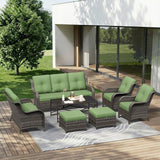 7 Piece Outdoor Wicker Patio Furniture Set, Patio Chairs Set with Thickened Olefin Cushions, High Back and Deep Seating - Photo 1