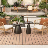Round Metal Outdoor Patio Side Table, Black Small Patio End Table, Steel Outdoor Accent Table for Garden, Pool, Deck - Photo 6