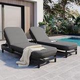 Merax Outdoor Lounge Chair Set of 2, Modern Aluminum Chaise Loungers with Premium Olefin Cushions - Photo 3
