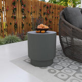 LeisureMod Modern Side Table Round Fiberstone Top Accent End Table for Home, Outdoor Patio, Living Room Sofa - Photo 2